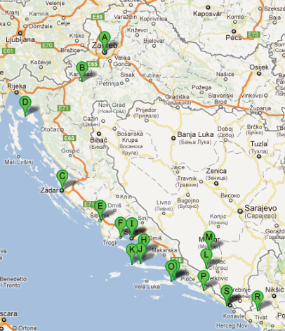 mapa-croacia-10-dias mapa-viaje-croacia-10-dias
